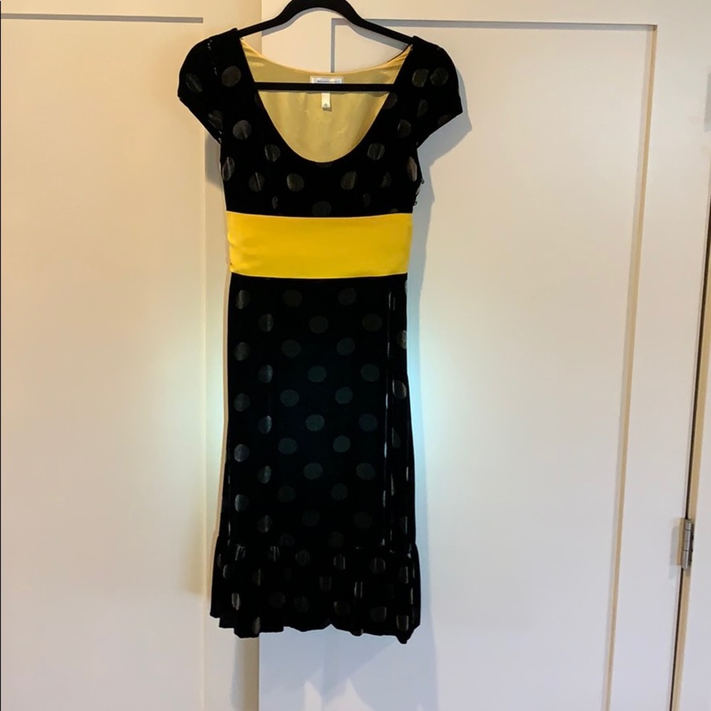 Black polkadot velvet anthropology dress